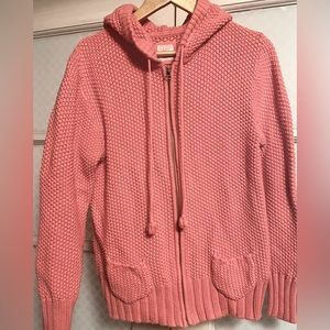 Vintage Cotton Knit Full Zip Hooded Sweater XL